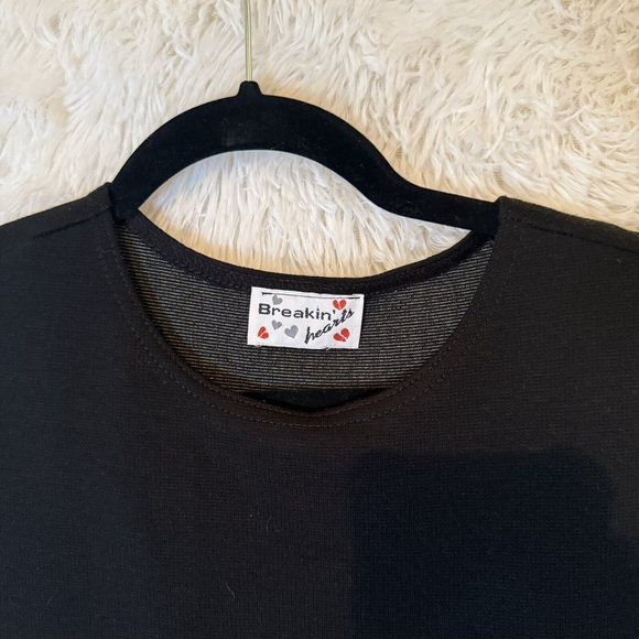 Breaking Hearts Vintage Womens Dress Size Medium Mesh CutOut Black Acrylic Lycra - Picture 4 of 9